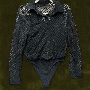 Vintage 1990s Tiramisu Milano Black Lace Bodysuit (Modern M) listed L